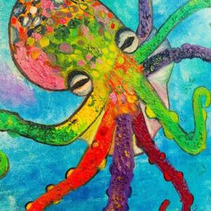 "Skittles" Octopus Oil Painting
